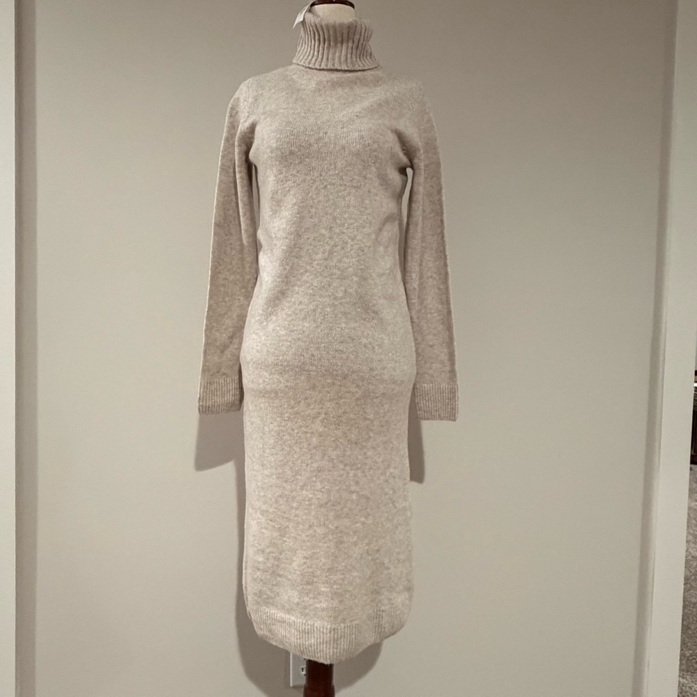 GAP Cashsoft Turtleneck Midi Dress - Silver Charm - Picture 3 of 4
